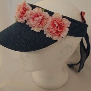 Betsy Johnson Denim & Floral Visor